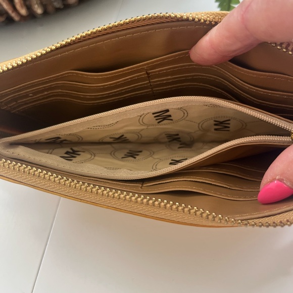 NWOT Michael Kors wallet wristlet long gold shiny All Over Logo - Picture 10 of 15